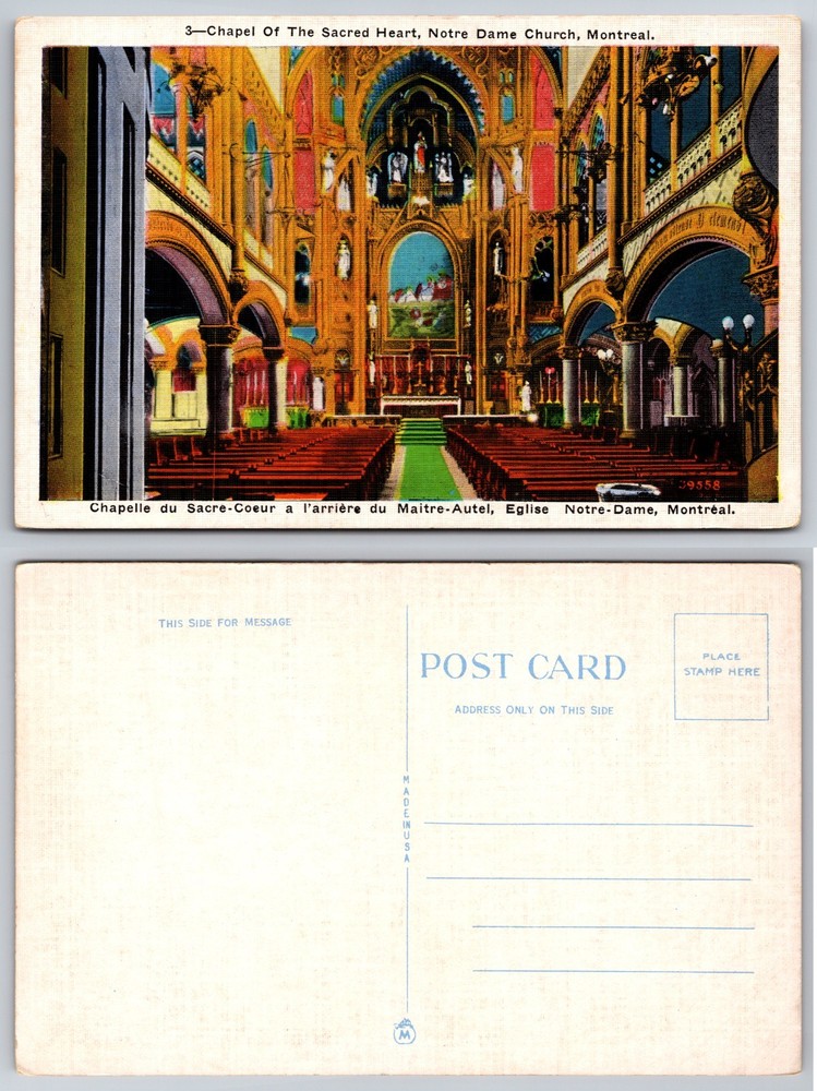 Chapel Sacred Heart Notre Dame Church Montreal Postcard