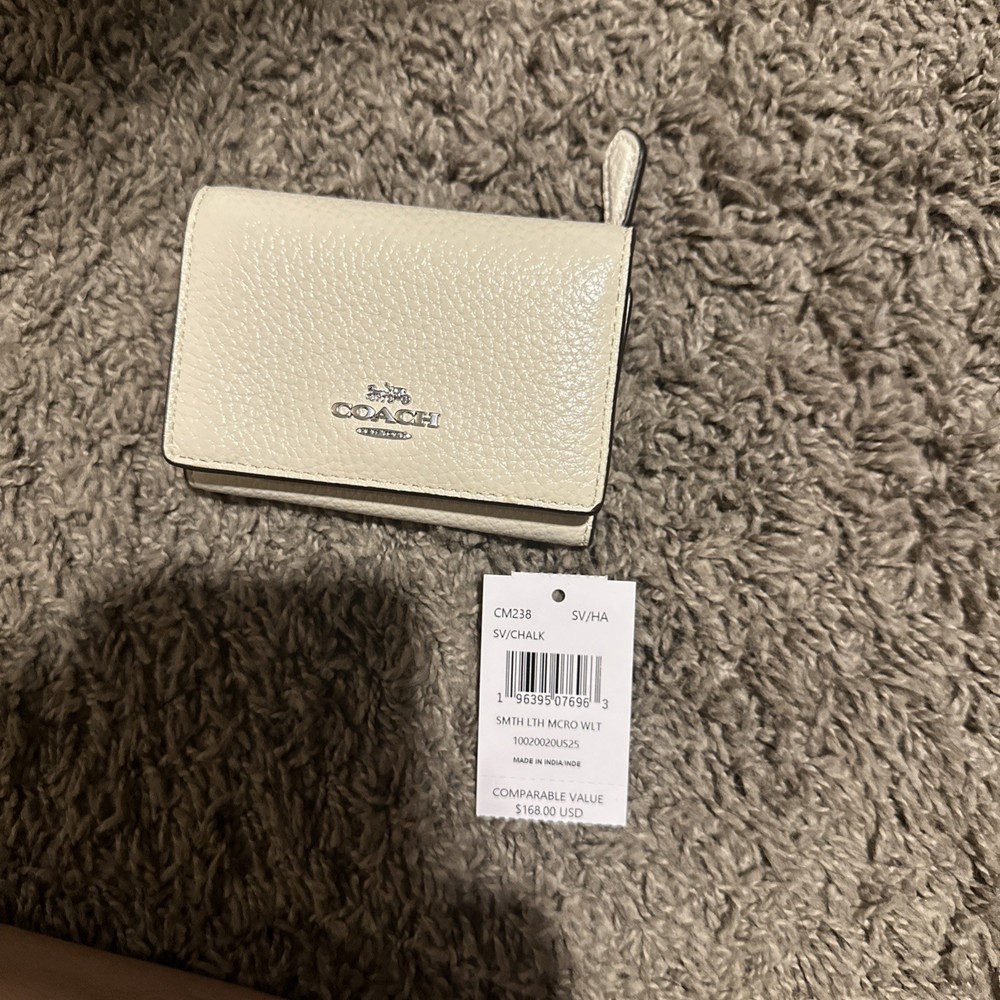 Coach SMTH LTH McRo WLT Chalk White Leather wallet brand new