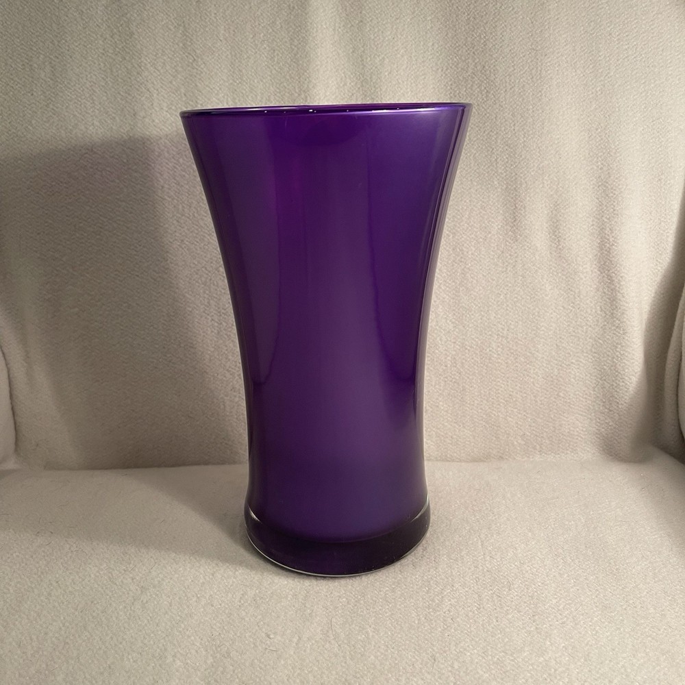 Purple Opaque Hand Blown Art Glass Vase 9” Tall