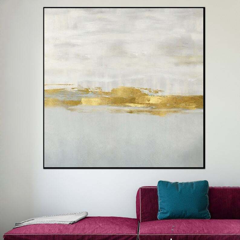 Large Oil Painting Canvas Beige Painting Gold Painting Contemporary Art Abstract