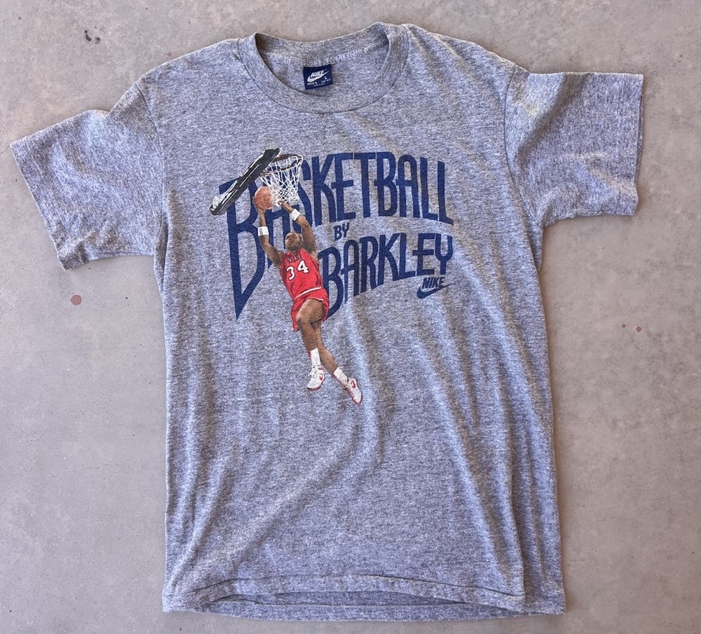 Vintage Nike Shirt Large RARE 80s Blue Tag CHARLES BARKLEY Basketball 76ers