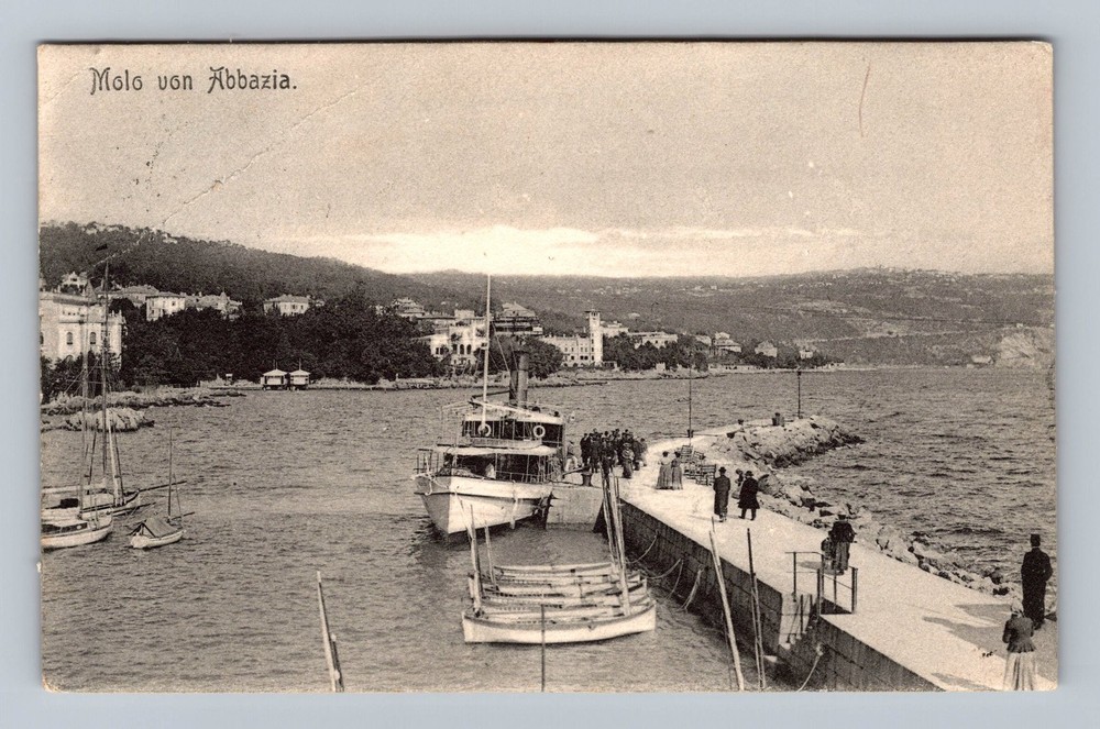 Croatia- Abbazia Kvarner Bay Steamship Postal Old PC Card View Vintage Postcard