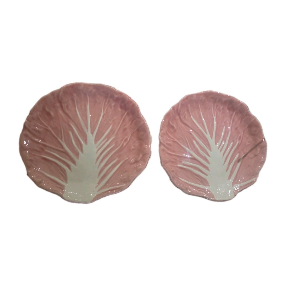 Set of 2 New Target Radicchio / Cabbage Leaf Pink Salad Plates Threshold 8 3/4
