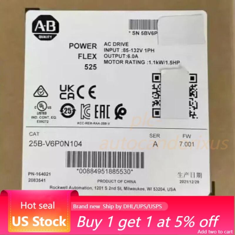 25B-V6P0N104 Sealed  25BV6P0N104 Powerflex 525 AC Drive US Free Tax