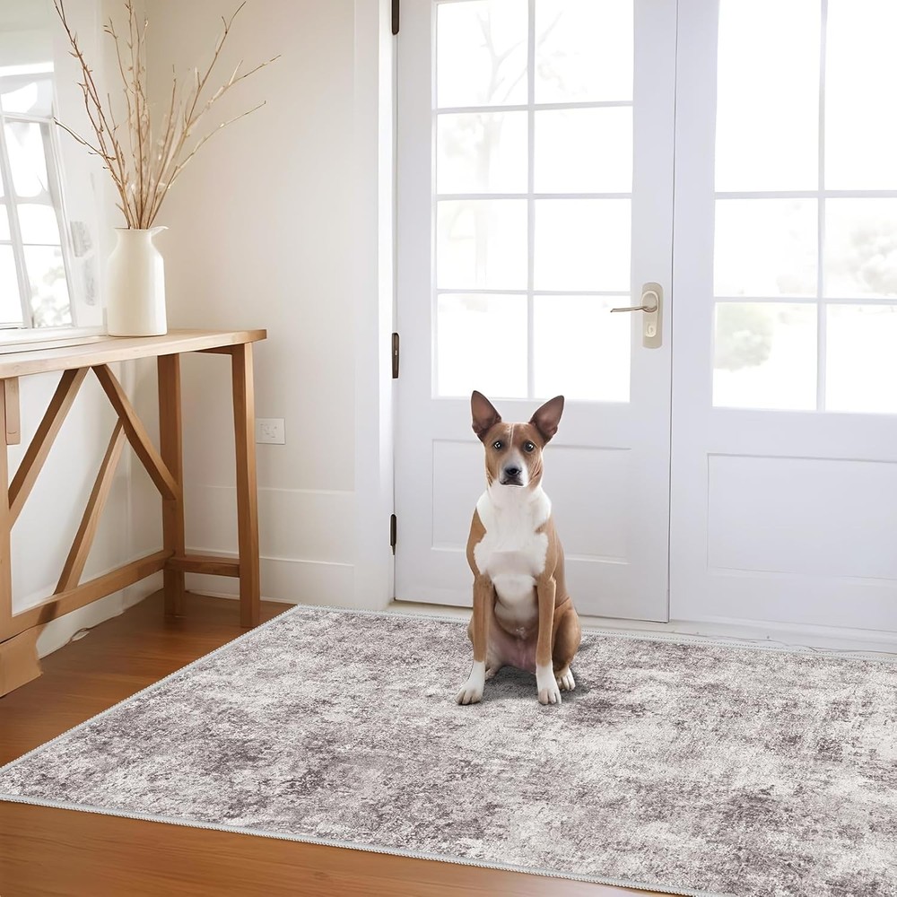 Abstract 3x5 Washable Rug: Modern Non Slip Area Rug Soft Carpet Foldable