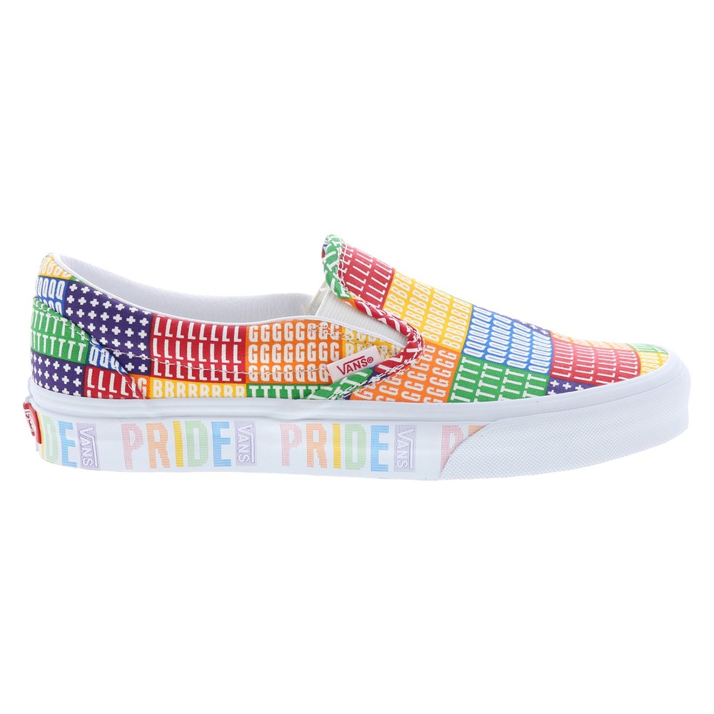 Vans Classic Slip-On Pride Mens Blue Skate Inspired Sneakers Shoes
