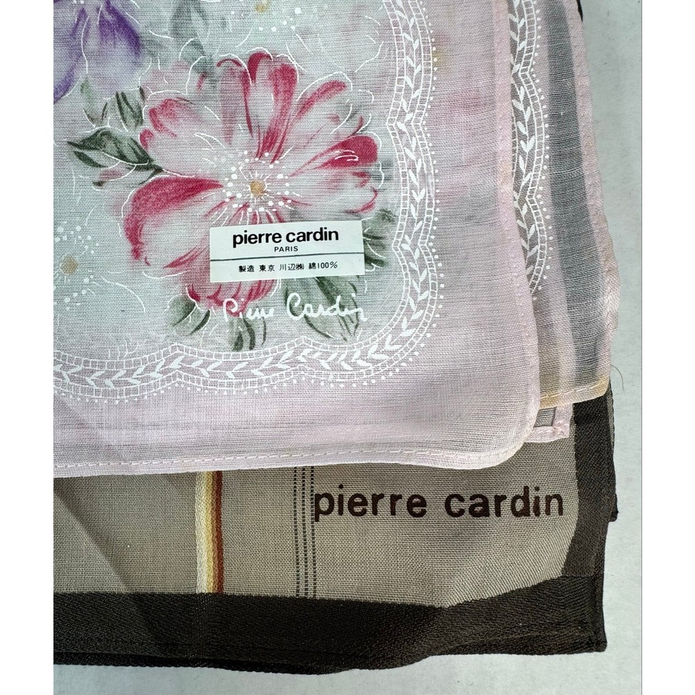 Pierre Cardin Floral Handkerchief Set Japan Cotton Pocket Square