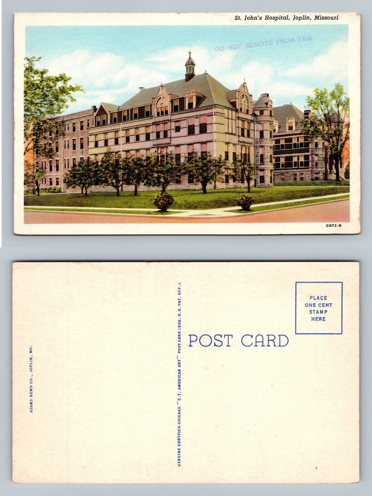 Joplin, MO-Missouri, St. John’s Hospital Exterior Souvenir View Vintage Postcard