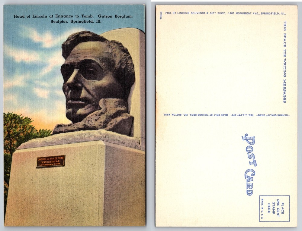 Head Of Lincoln Tomb Springfield Illinois Postcard