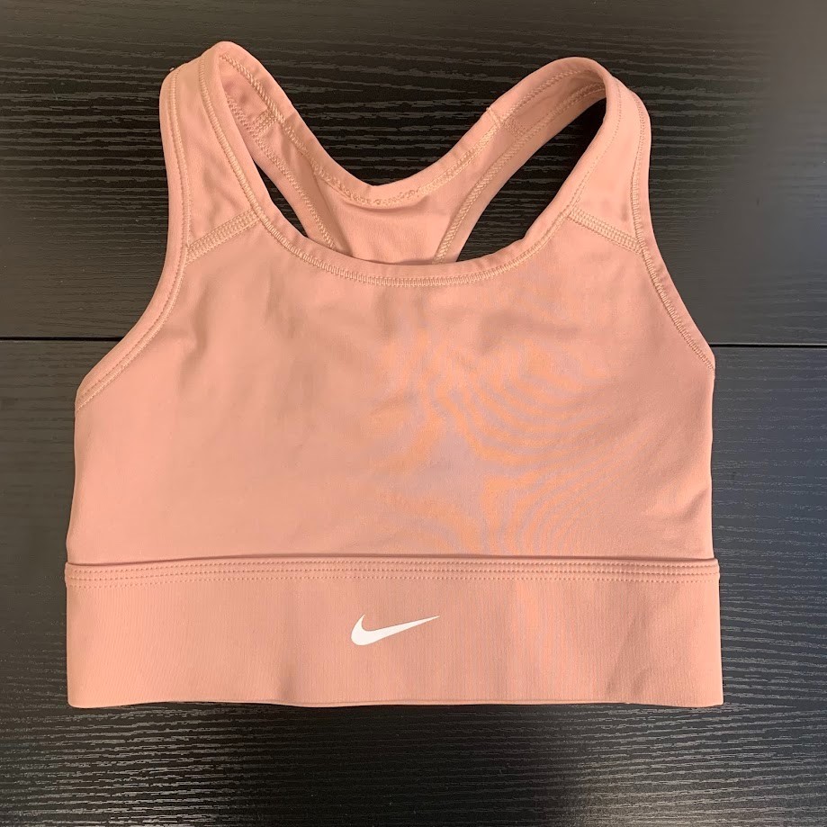 Nike Pink Longline Sports Bra CZ4496 Athletic Logo No Padding Women's XS