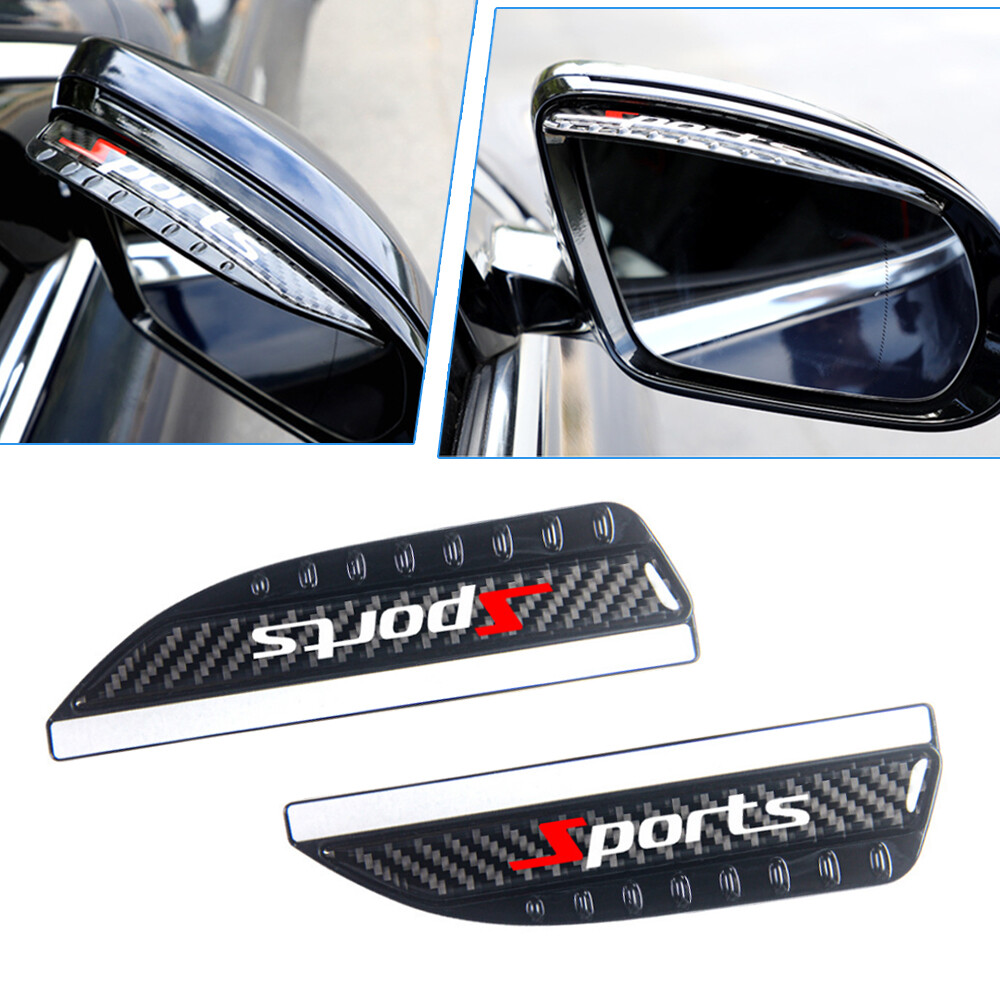 2pcs Car Rear View Mirror Rain Guard Sun Visor Anti-Glare Eyebrow Trim