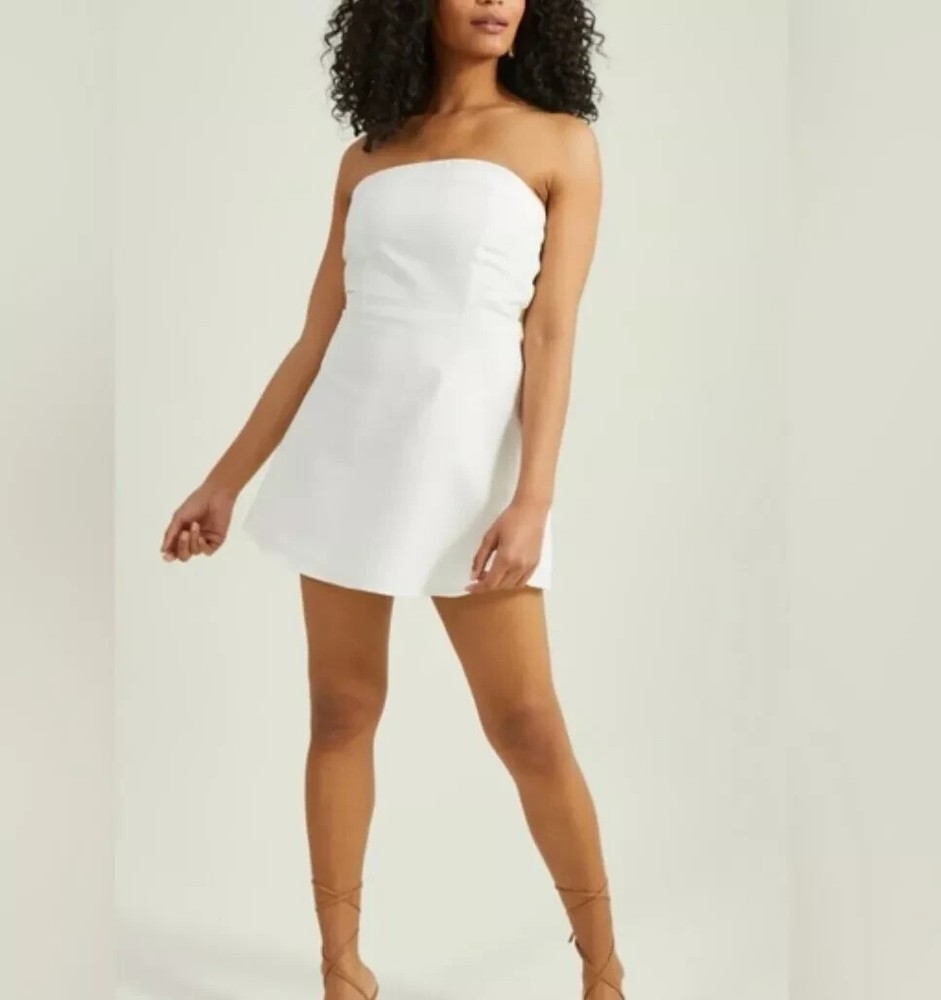 NWT Women's ALTAR'D STATE White Strapless Mini Bow Dress Size Large L