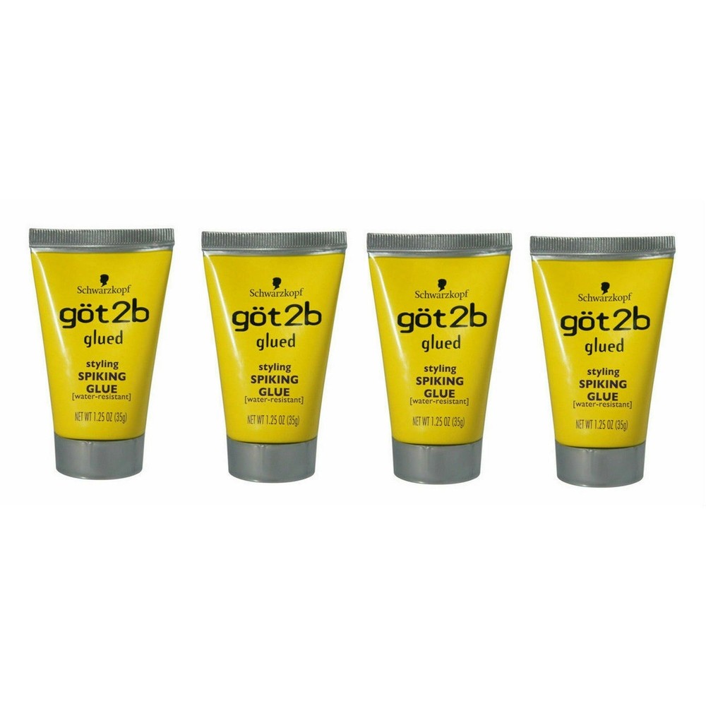 Got2b Original Glued Styling Spiking Hair Gel, Water Resistant 1.25oz (4 Pack)