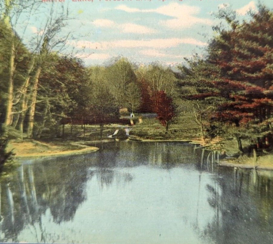 Mirror Lake Forest Park Springfield MA Massachusetts 1913 Antique Postcard