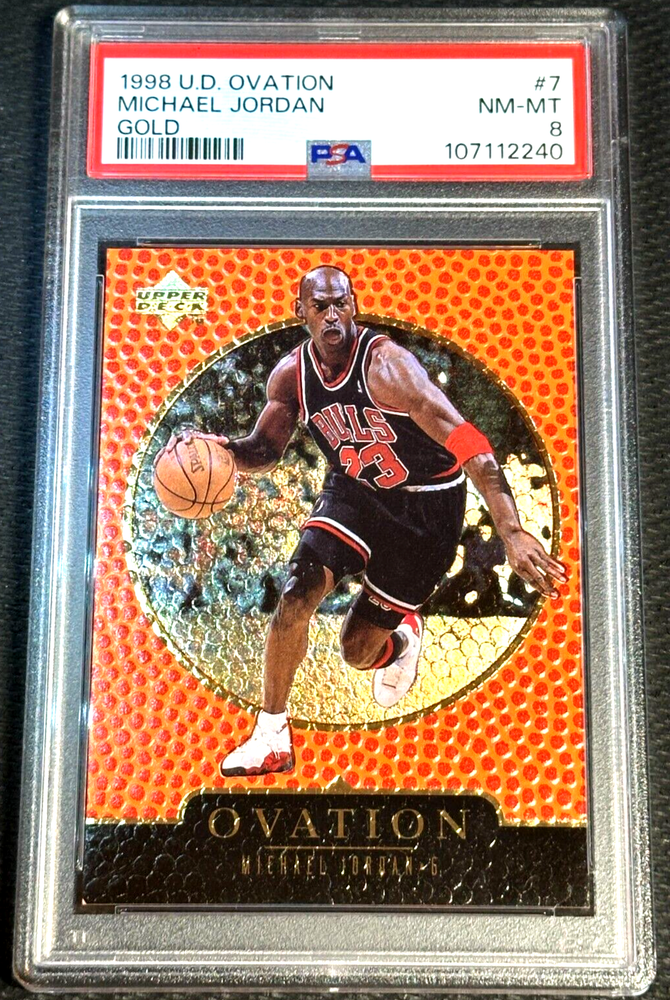 🔥1998 UD OVATION GOLD #7 MICHAEL JORDAN /1000 PSA 8🔥