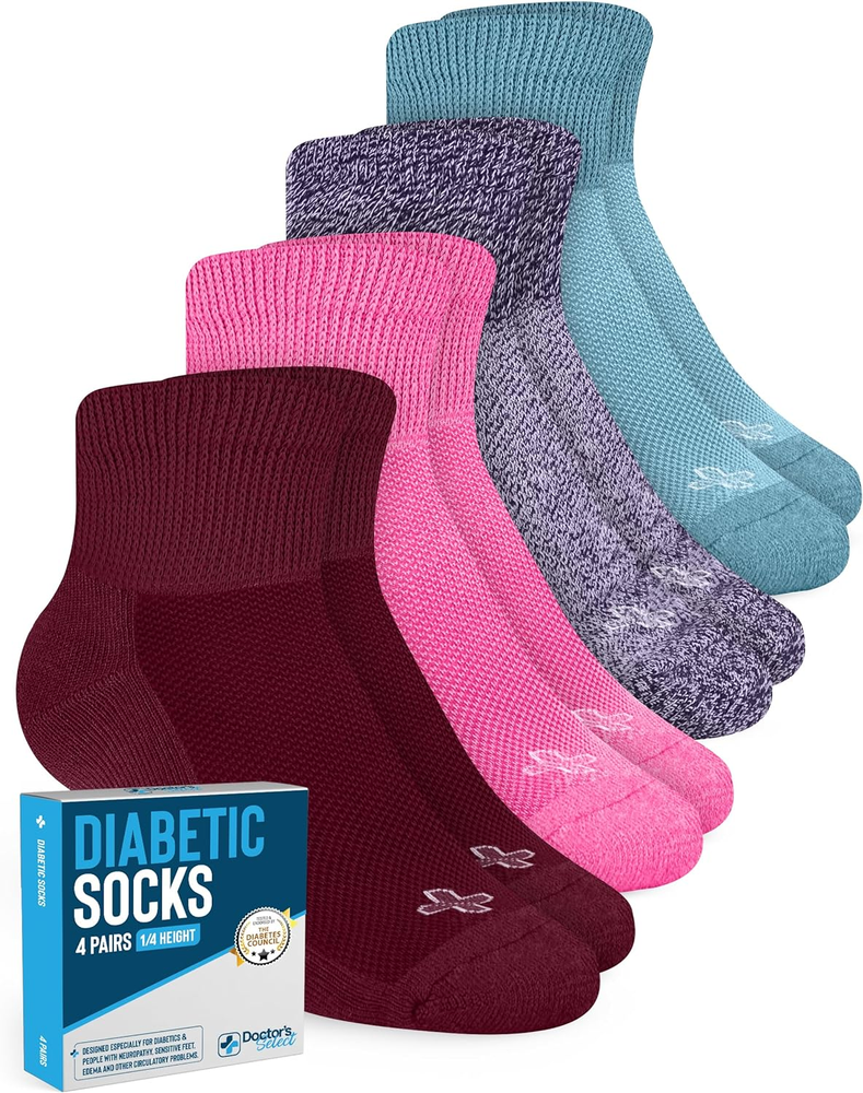 Ankle Diabetic Socks for Women and Men - 4 Pairs | Diabetic Ankle Socks for Wome