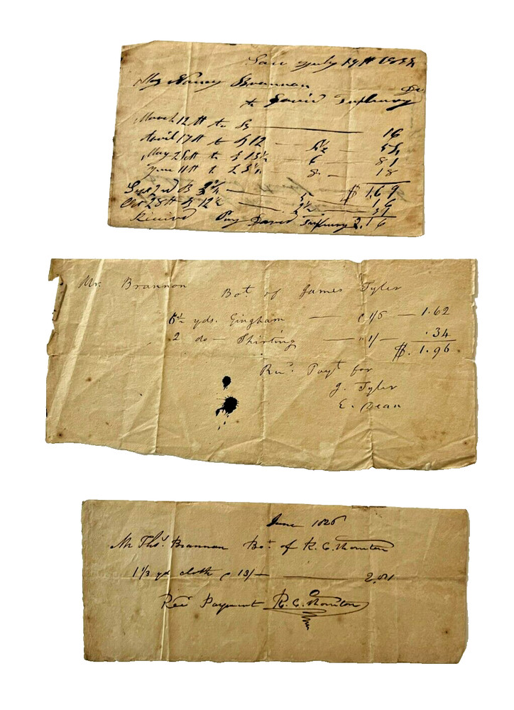 Lot Of 3 Antique 19th Century 1800's Correspondence Receipts