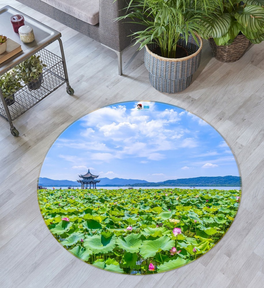 3D Green Lotus Leaf Scenery NAO10194 Game Rug Mat Elegant Photo Carpet Mat Fay