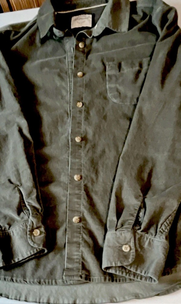 JACHS Girlfriend Corduroy Olive Green Button-Up Shirt Women’s Long Sleeve Size L