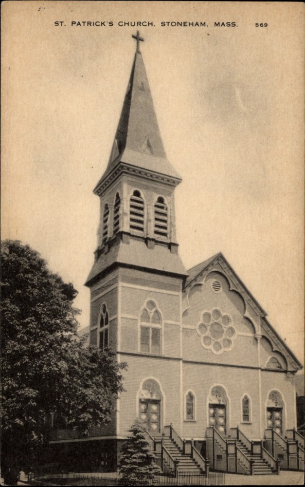 St Patricks Church Stoneham Massachusetts vintage postcard o840
