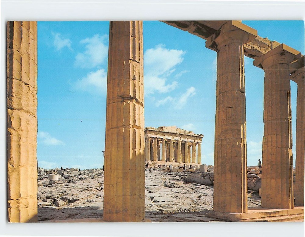 Postcard The Parthenon from Propylaea Acropolis of Athens in Greece