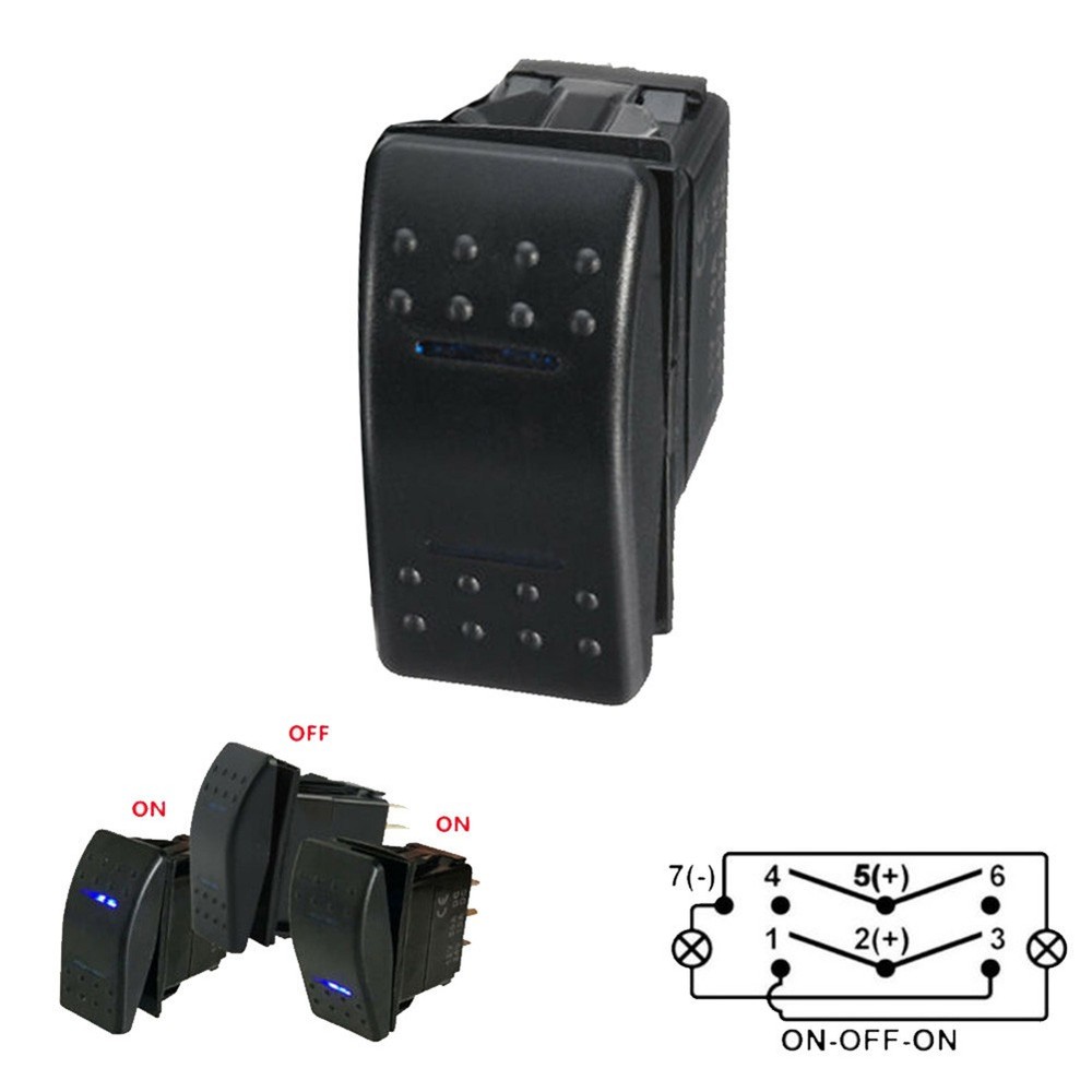 Boat Car Marine Rocker Switch Blue Dual LED ILLUMINATED SPST ON-OFF Light 12V24V