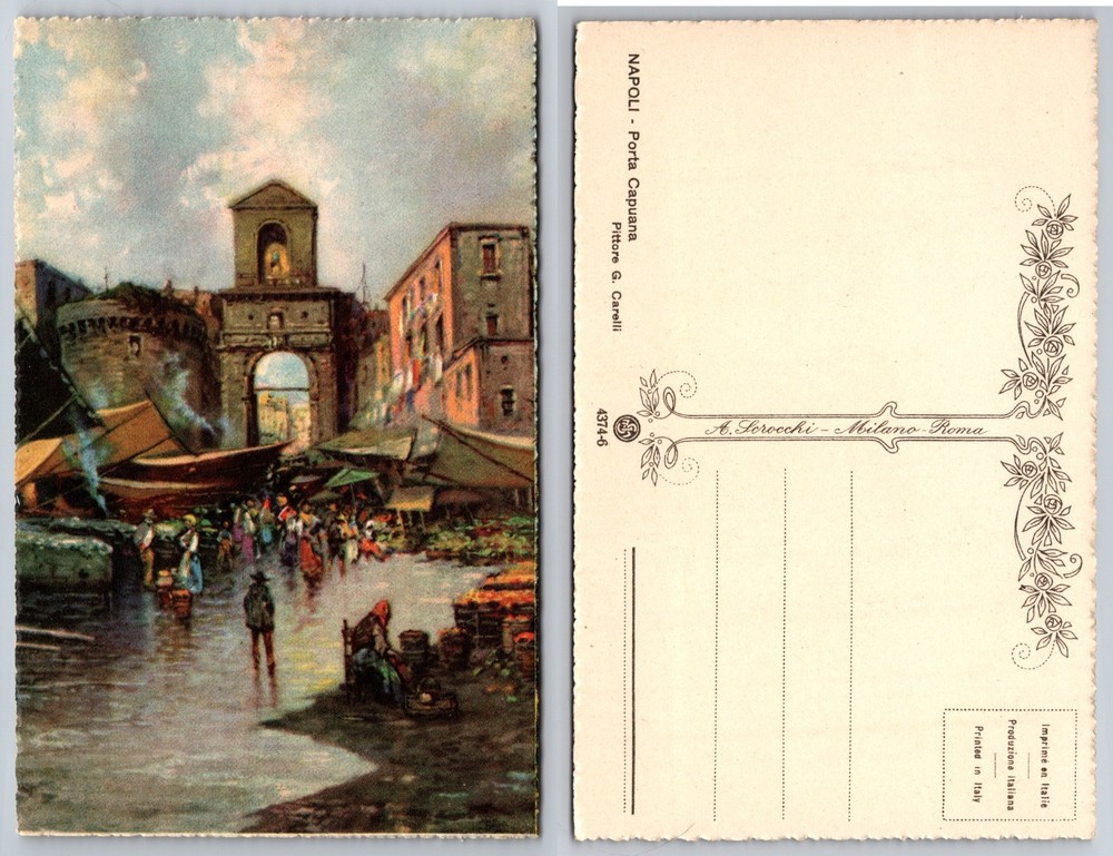 Napoli Porta Capuana Market Scene Postcard