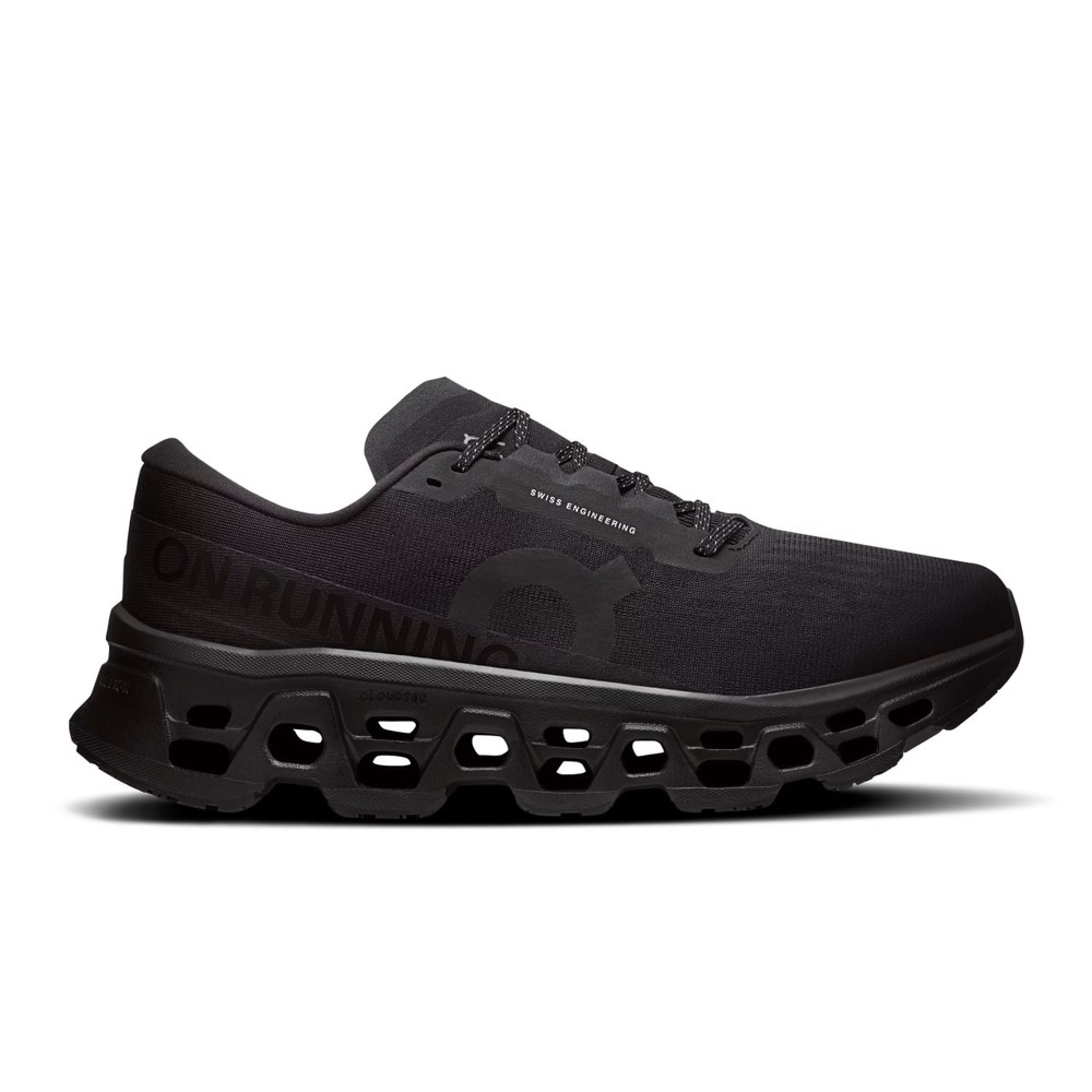 On Men's Cloudmonster 3 Triple Black Road Running Shoes Sneakers