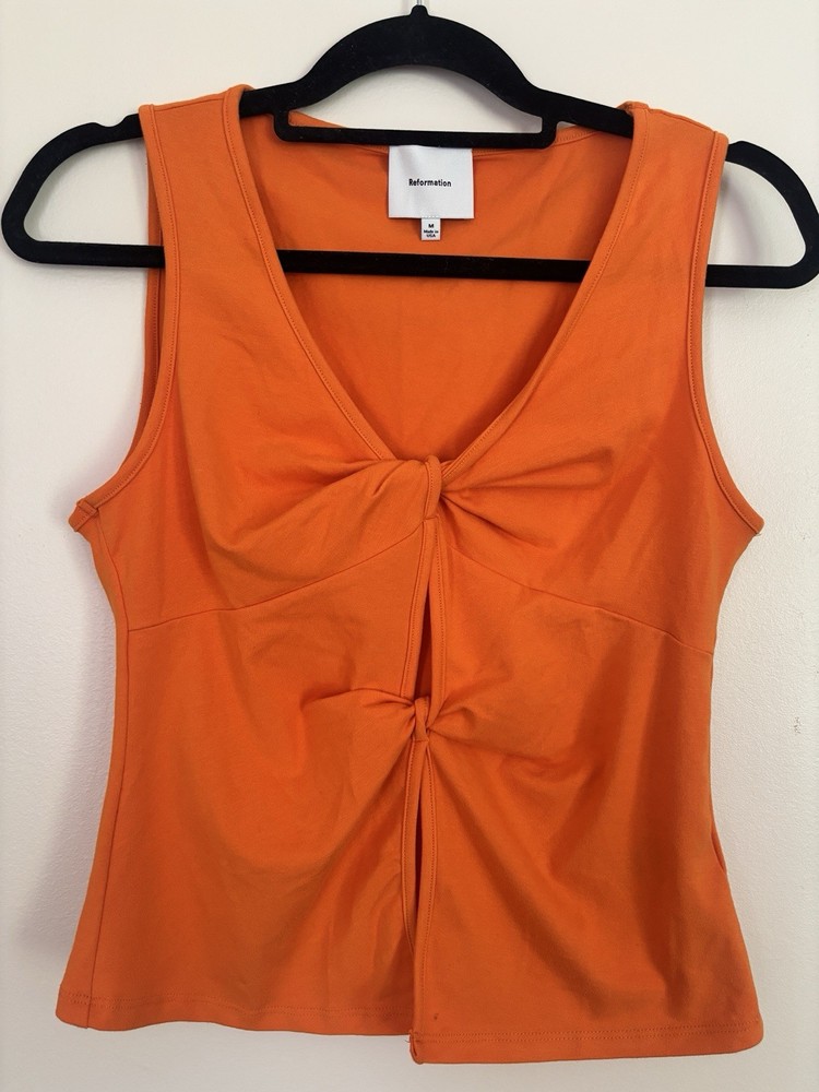 Reformation Tefi Orange Front Twist Sleeveless Tank Top Women’s Size M