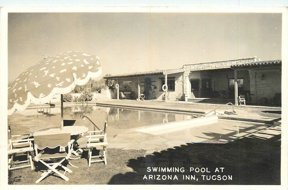 1930s Tucson Arizona Inn Swimming Pool RPPC Postcard 26-4027