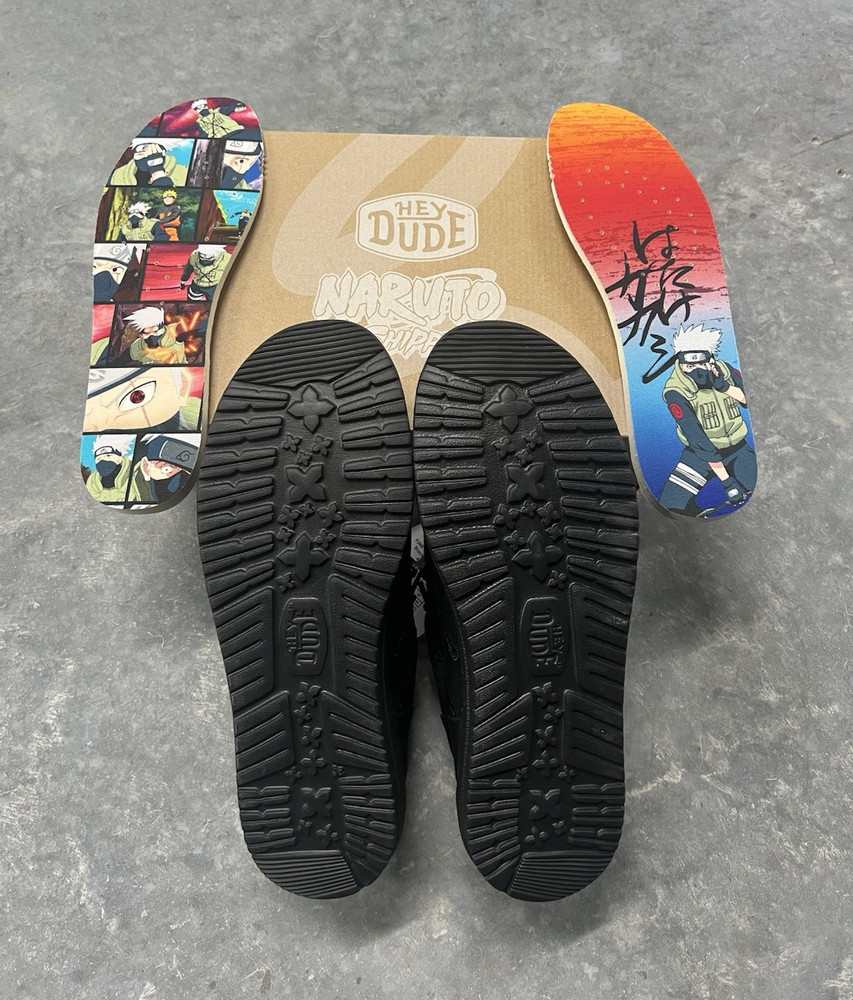LIMITED EDITION Hey Dude Wally Funk Naruto Weapons Canvas Slip-On Shoes US 10