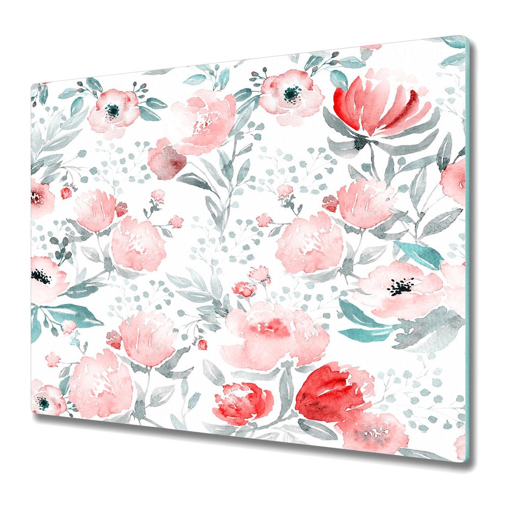 Glass Worktop Kitchen Chopping Board Lovely Flowers Floral Watercolour 60x52