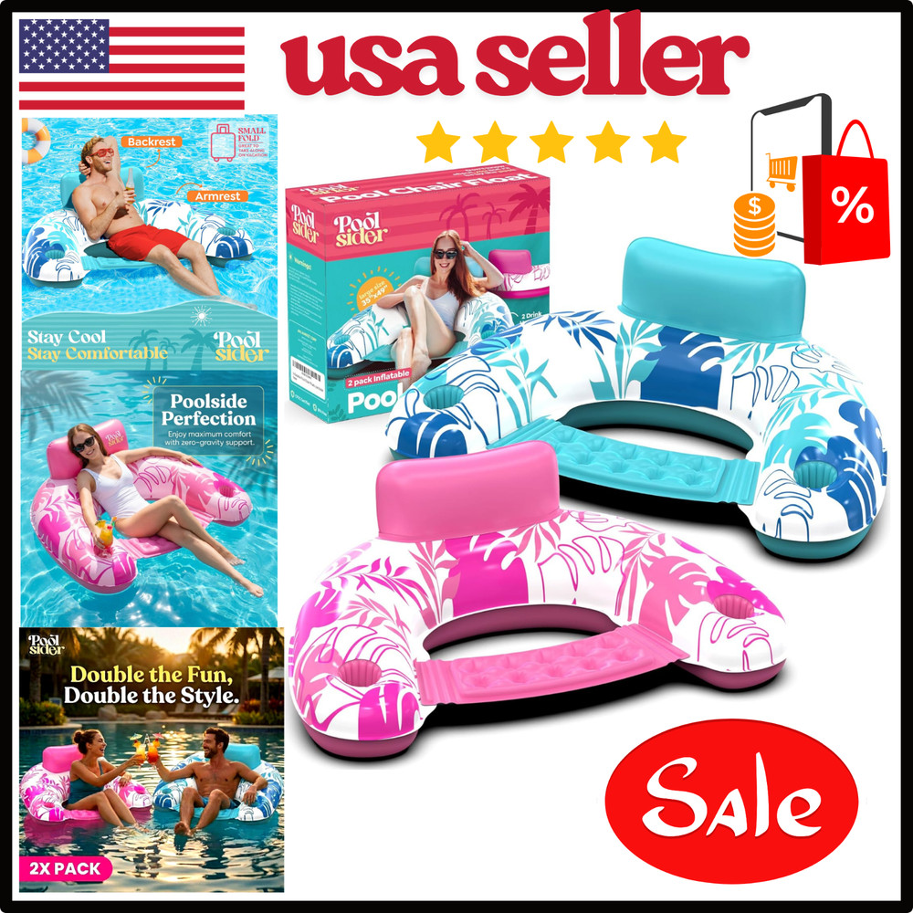 2 Packs Inflatable Pool Floats Adult,Floating Lounge Chairs,Blow up Pool Noodles