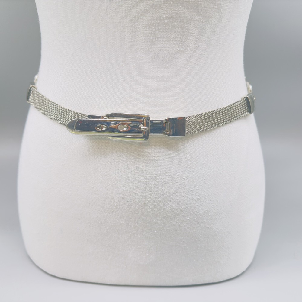 Vintage Statement Mesh Chain Belt Silver Linked Chunky 27”-29” 1980s