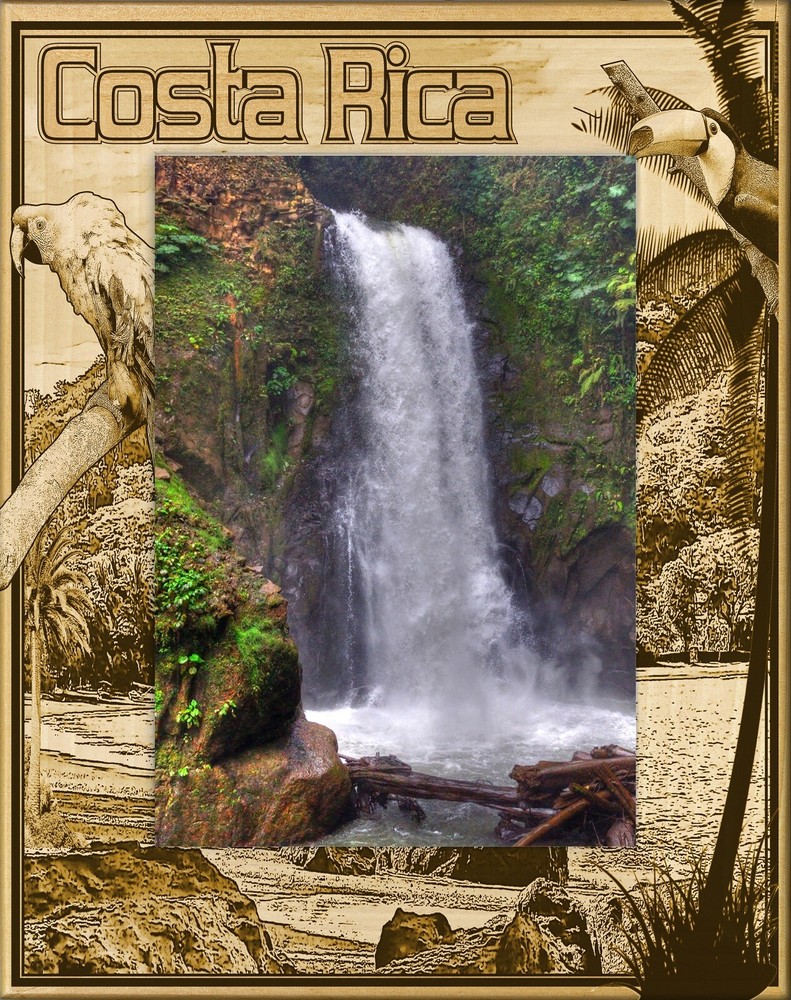 Costa Rica Laser Engraved Wood Picture Frame Portrait (4 x 6)