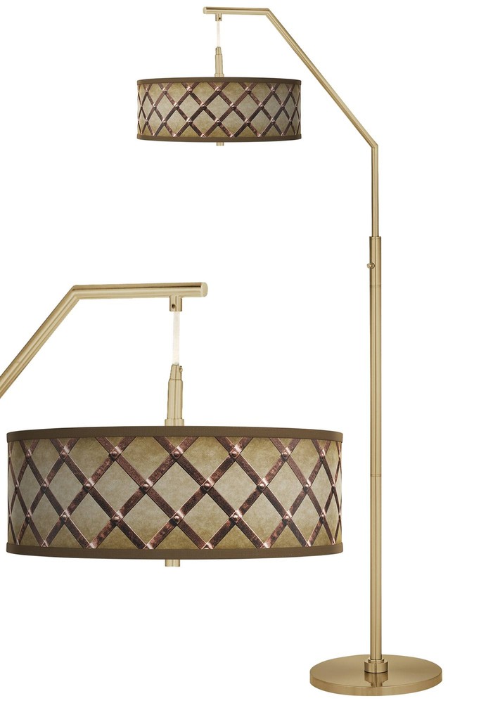 Metal Weave Giclee Warm Gold Arc Floor Lamp