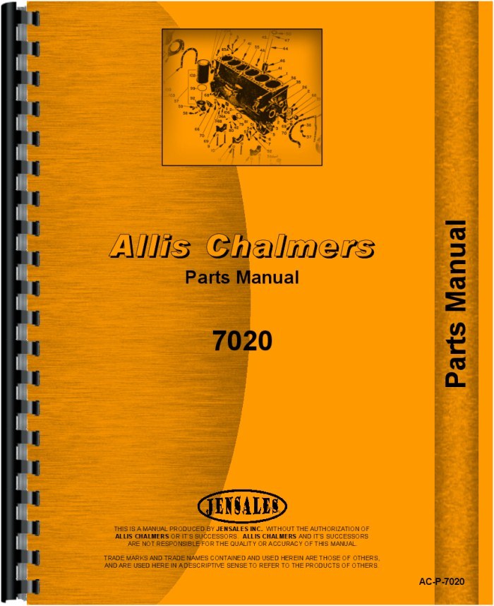 Allis Chalmers 7020 Tractor Parts Manual AC-P-7020 Original Repair Guide