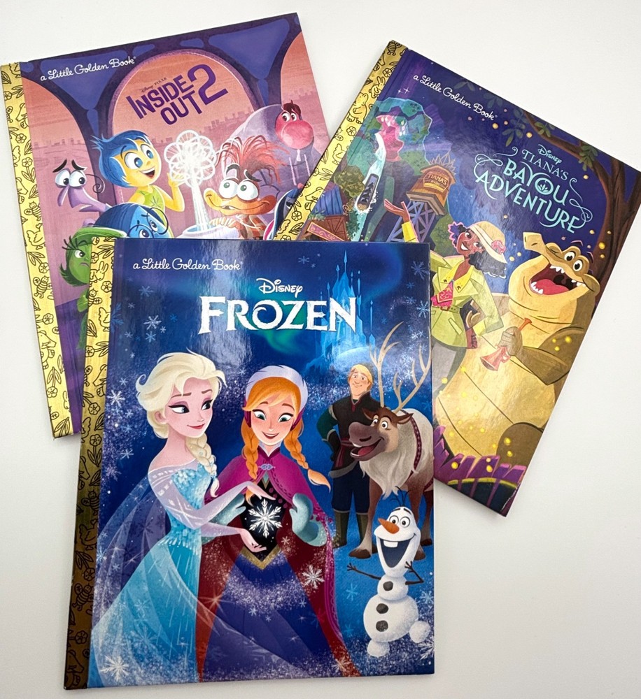 3pk Little Golden Books Disney Frozen Tianas Bayou Inside Out Anna Elsa Hardback