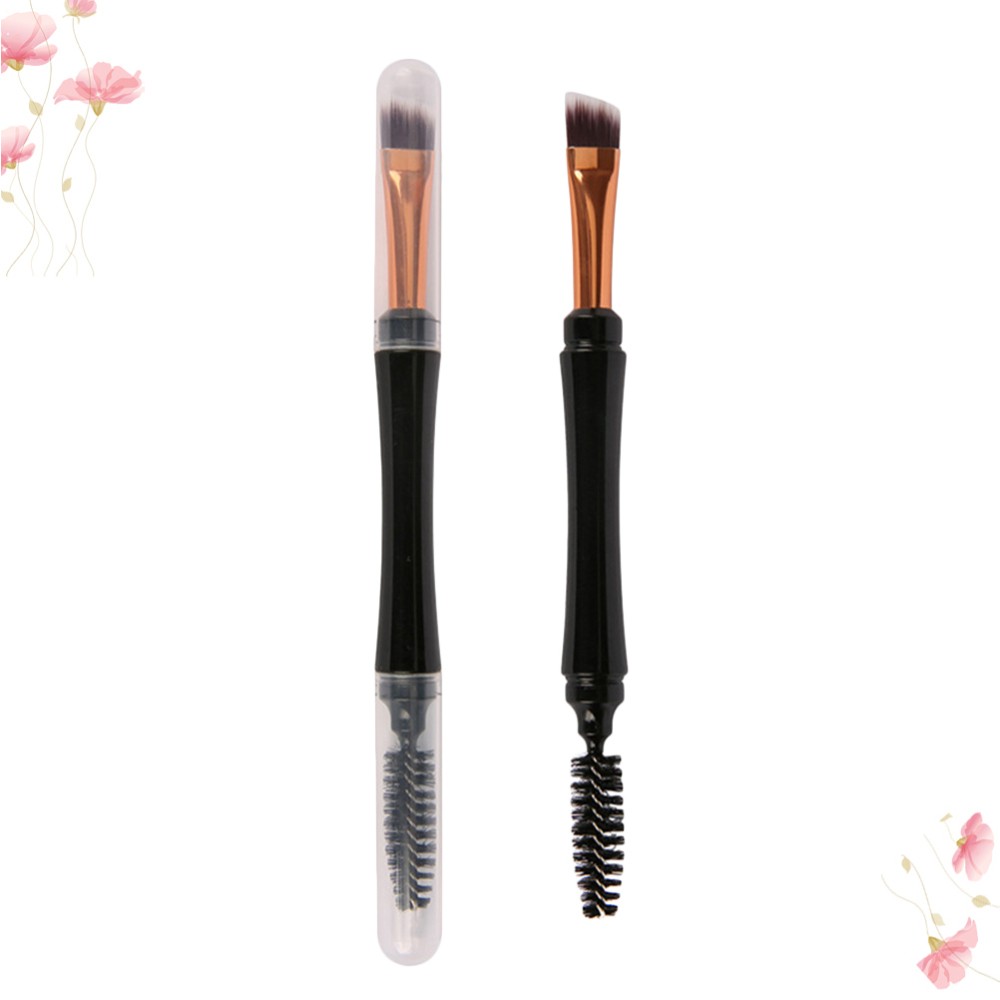 2-Piece Double-Sided Makeup Brush Set with Mascara Wands