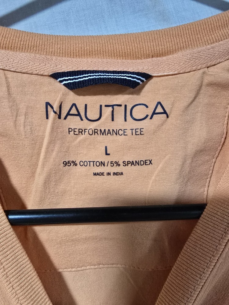 Nautica Performance Tee Mens Sz Large Peach Casual Short Sleeve T-Shirt Preppy