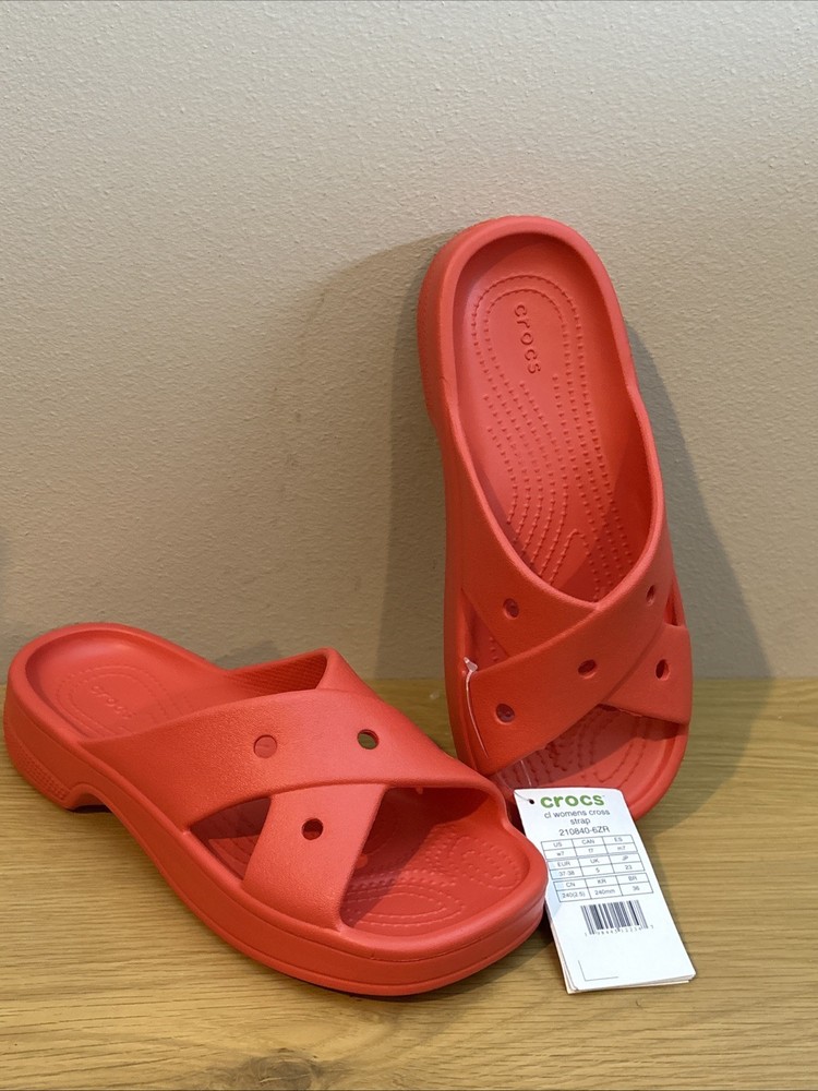 CROCS Cross Strap Sandals Slides  Women's Sz 7 NEW