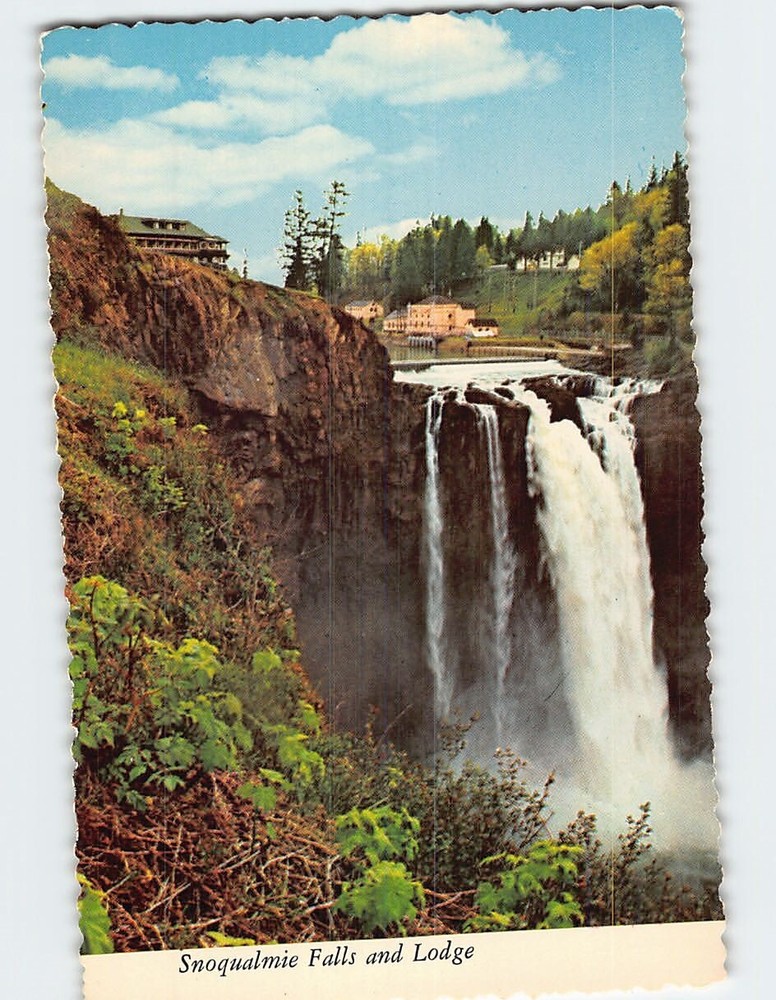 Postcard Snoqualmie Falls and Lodge Washington USA
