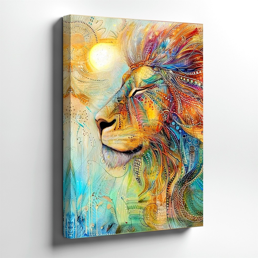Wall Art Colorful Lion Portrait Abstract Boho Animal Canvas Print Home Decor