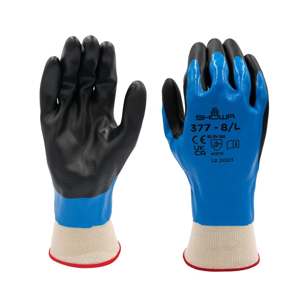 377 Nitrile Foam Coated Work Gloves 13G Poly Nylon Liner XL 12-Pair Pack