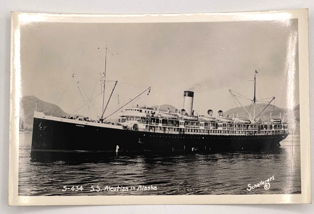 SS Aleutian Alaska RPPC Real Photo Postcard Schaller c1930