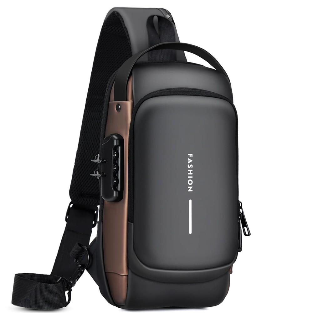 Men's Anti-Theft PU Leather Crossbody Sling Shoulder Bag