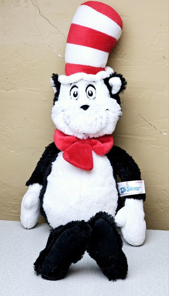 Dr. Seuss Cat in the Hat Plush Stuffed Toy Animal by Aurora 17 inches VGC Clean