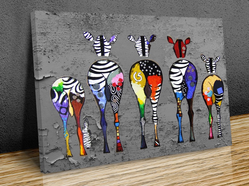 Abstract Zebra Family Graffiti Art canvas print art wall framed or print only-image