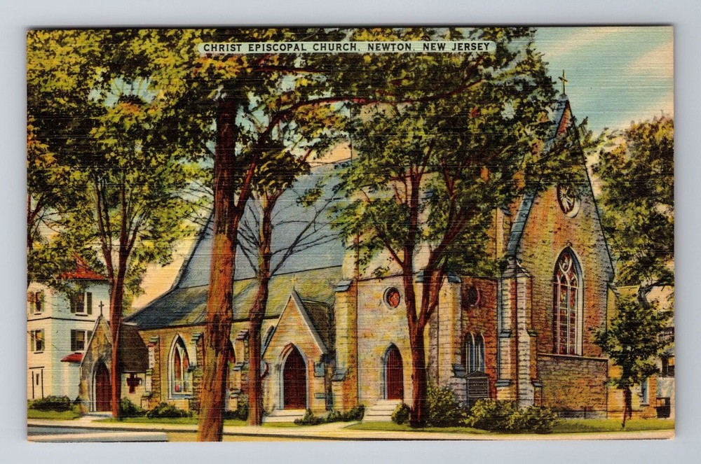 Newton NJ-New Jersey, Christ Episcopal Church, Antique Vintage Souvenir Postcard