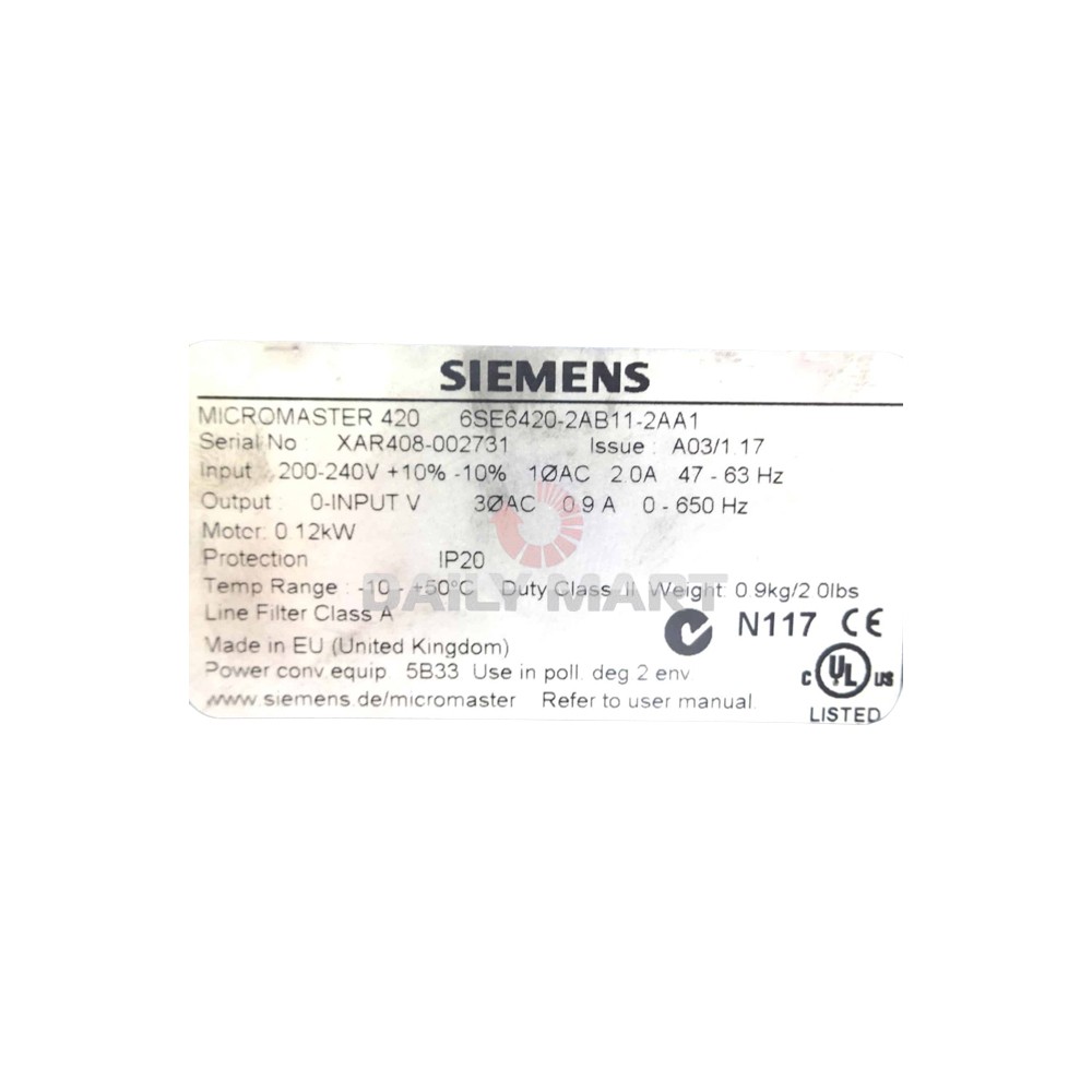 New In Box SIEMENS 6SE6420-2AB11-2AA1 Inverter 220V 0.12KW